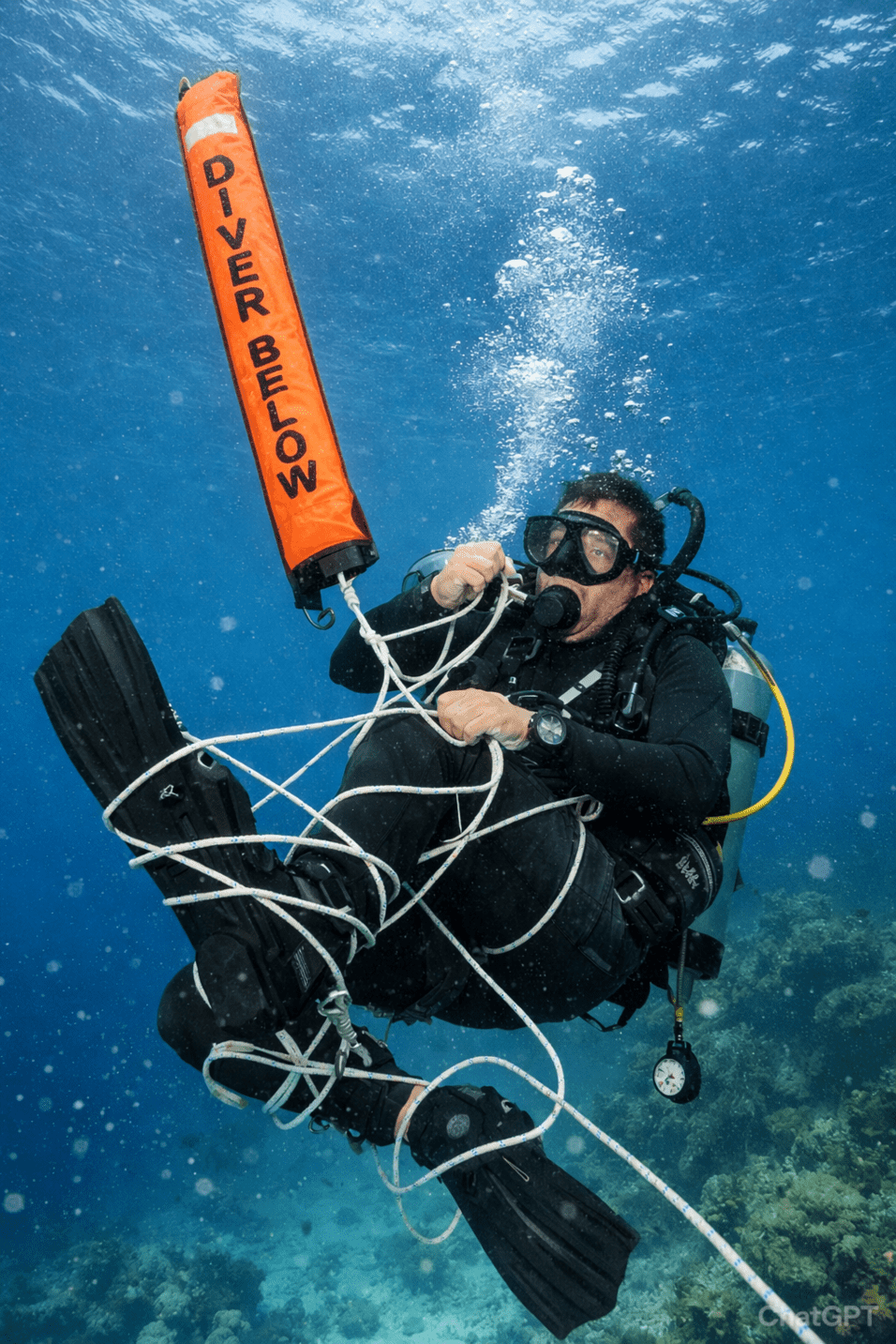 Verhedderter Taucher (KI)